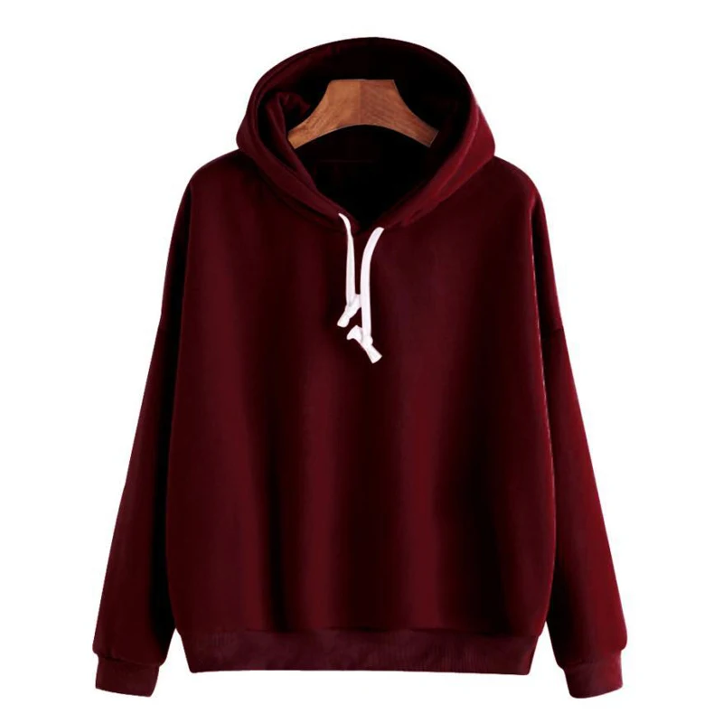 
Customized Hoodies Solid Color Thick Long Sleeves Loose Female Sweaters Custom Logo 