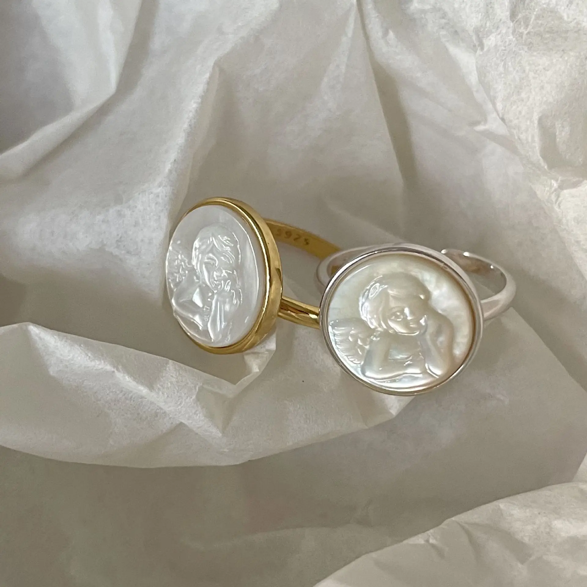 VIANRLA 925 Sterling Silver Ring Shell Angel Picture Ring Dropshipping Fashion Jewelry Rings Personalized Gifts Minimalist Style