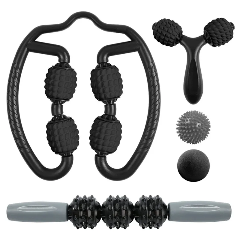 Foam Roller Set with 360 Trigger Point Massage  Muscle Roller Stick, Y Shaped Handheld Roller, 2 Massage Ball