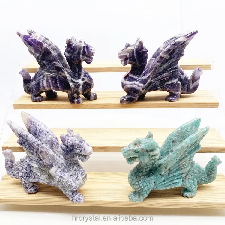 Large Dragon Have Carved Healing Semi-precious Stone Crafts Gemstone Crystal Animal Carving