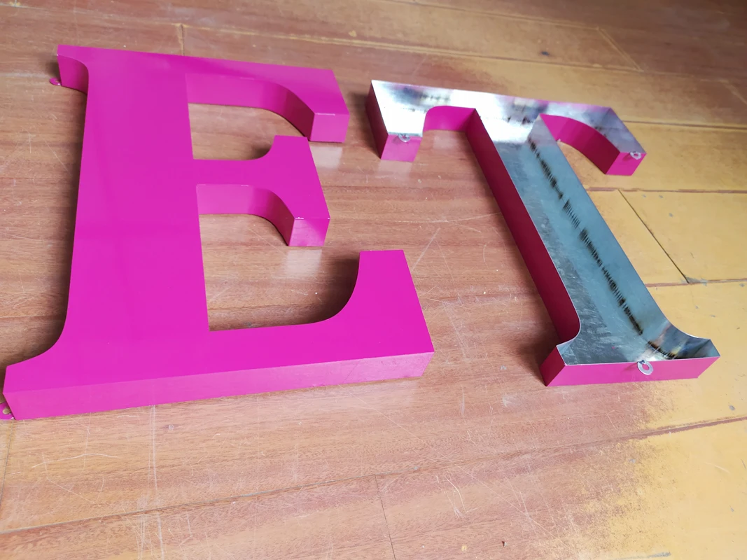 Customized outdoor advertising sign shop signboard Stainless Steel Alphabet Letters Large Size PINK Metal Numbers and Letters