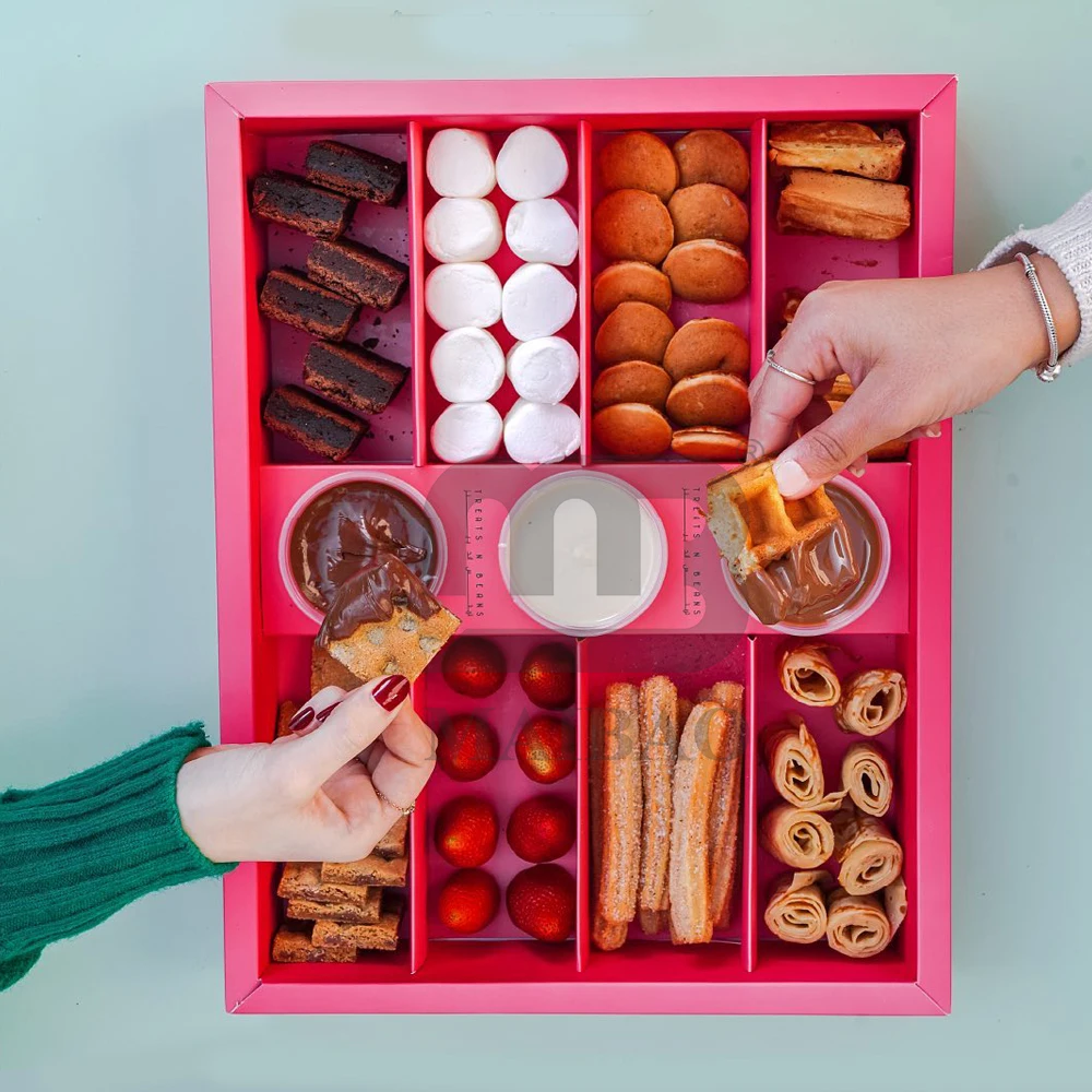 custom pie cheese Cookie Dessert Cake pastry churros Catering food Packaging combo Platter paper grazing Box With Dividers Lid