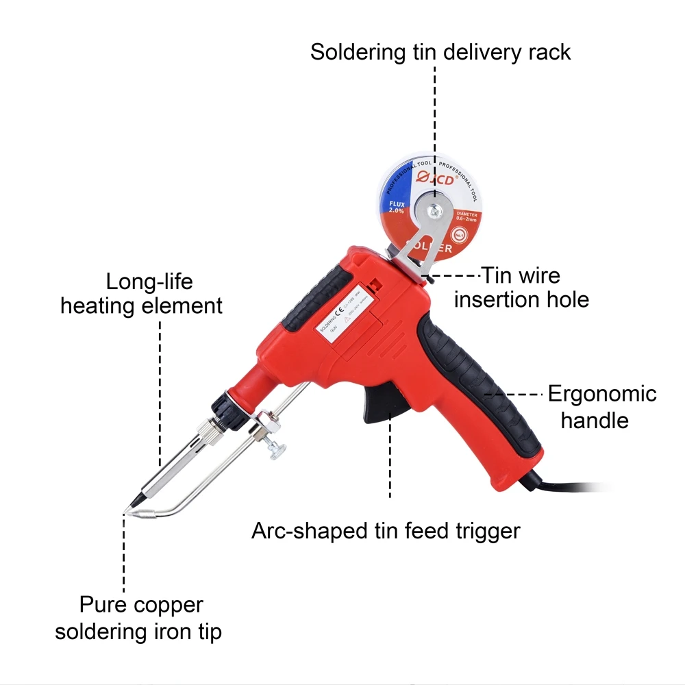 JCD CJ-129B Soldering Gun Automatic Hand-held Solder Iron Kit Welding Tool with Lead-free Wire