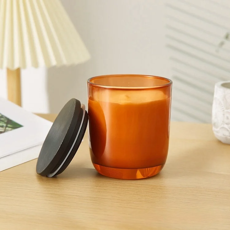 Wholesale 10 oz Amber Round Bottom Empty Candle Jars for Candle Making