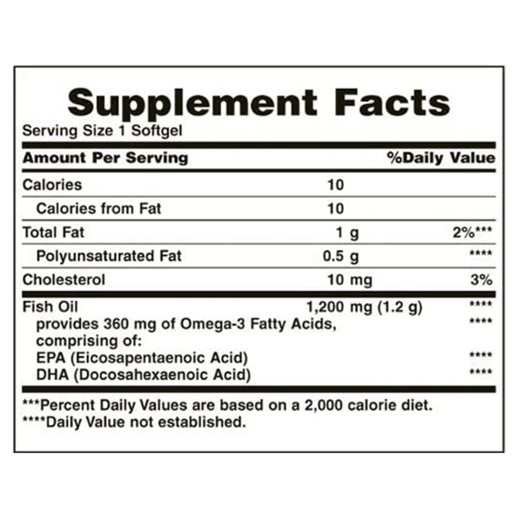 Fish Oil Capsules Dietary Supplement Omega-3 EPA and DHA Supports Heart Health Maintain the Cardiovascular System
