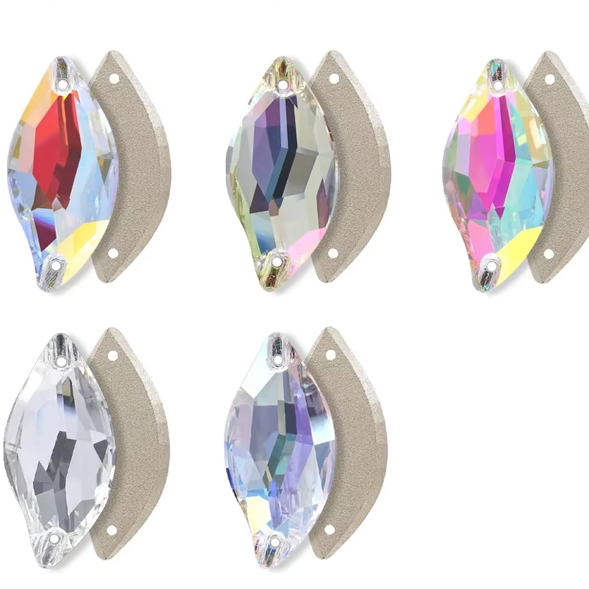 3254 QIYI Innovative Design Top Quality Grade AAAAAA Durable Clear Hard Pure Glass Flat Back Latest Fashion Sew-on Stone