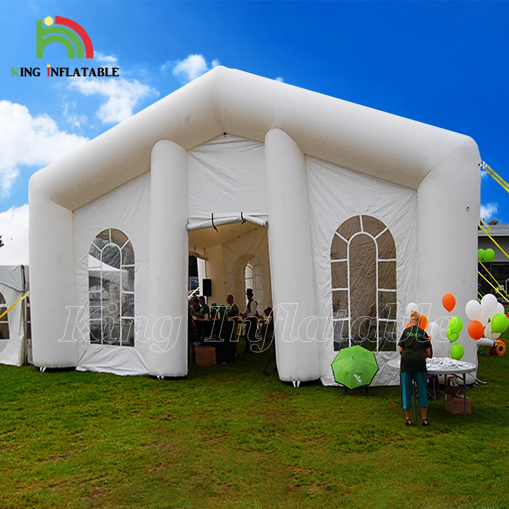 Outdoor Event Exhibition Wedding Party Inflatable Air Tent Oxford Fabric / PVC White Large Inflatable Tent With Led Light
