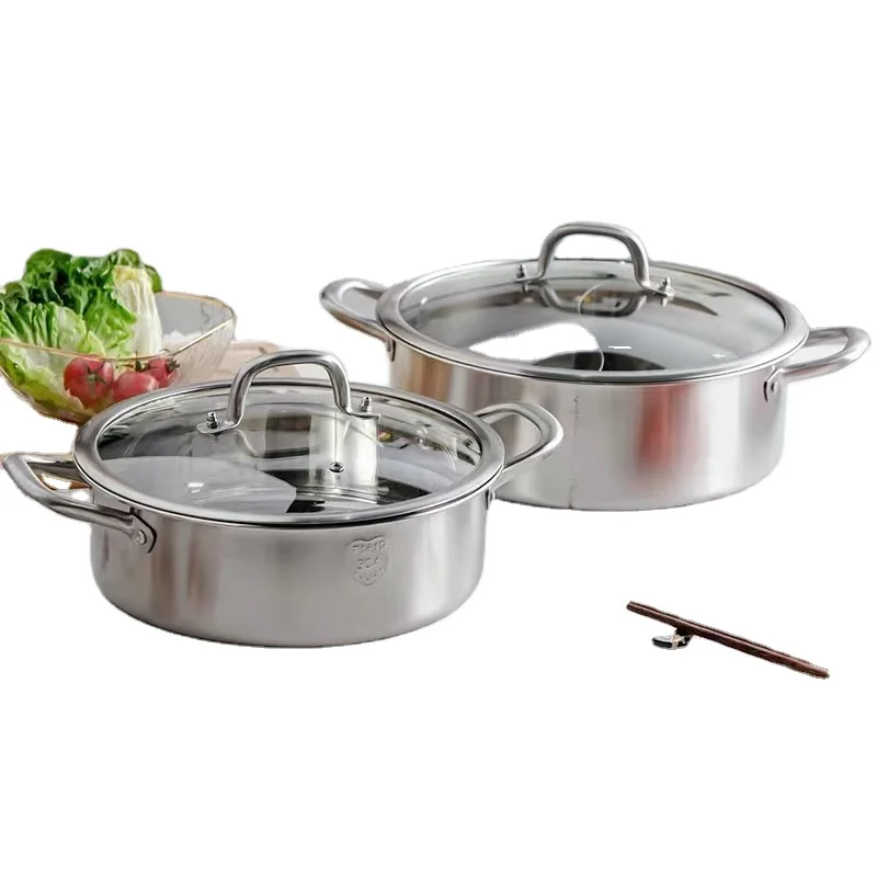 Wholesale stainless steel double-flavor hot pot induction cooker mandarin duck pot suitable for restaurants and families