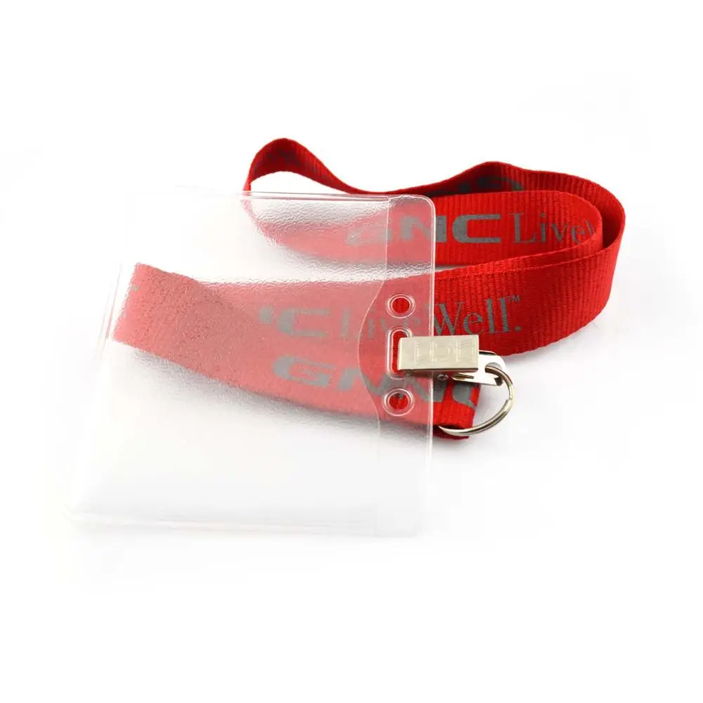Custom Soft Plastic ID Working Name Badge PVC Card Holder With Neck Strap Polyester Lanyard