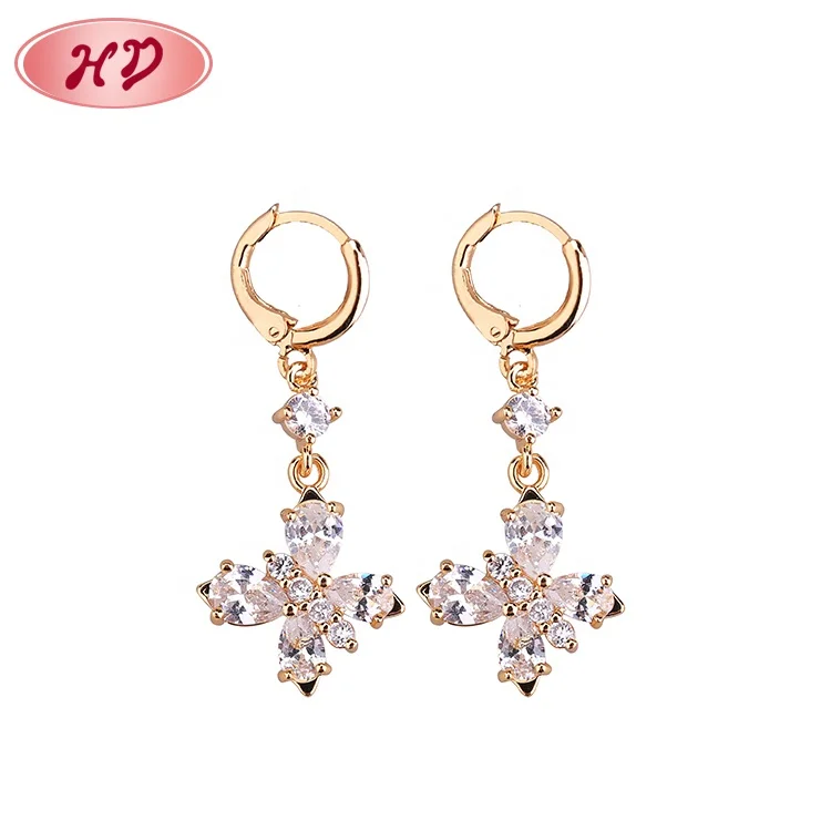 Muslim Jewelry Gold Crystal Drop Jewellery Earring For Gift