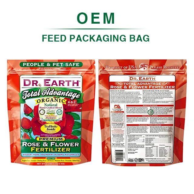 Custom 4 lbs sealing strip moistureproof stand up pouch for flower bird  animal plant feeding fertilizer supplies packaging bag