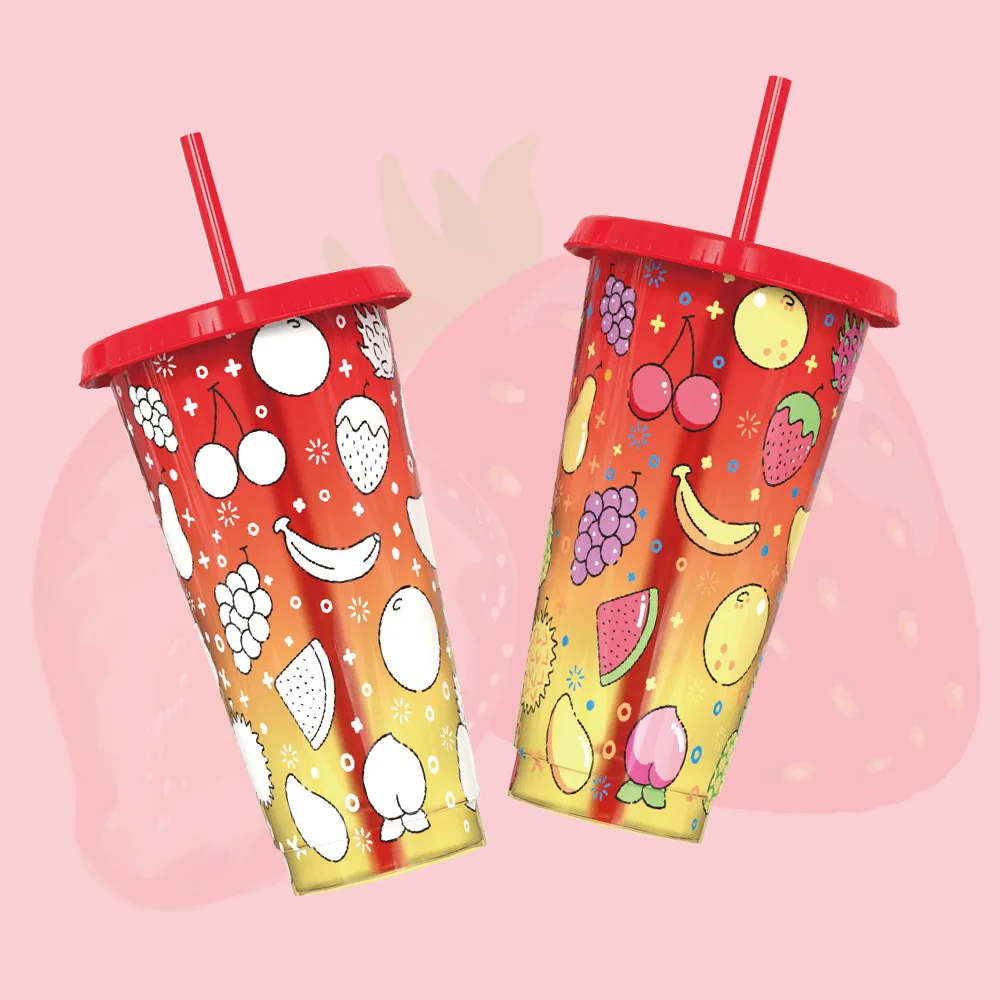24oz Reusableplastic Coffee Mug reusable Plastic Coffee Cups hot Selling Color Changing Magic Mug Coffee Cups