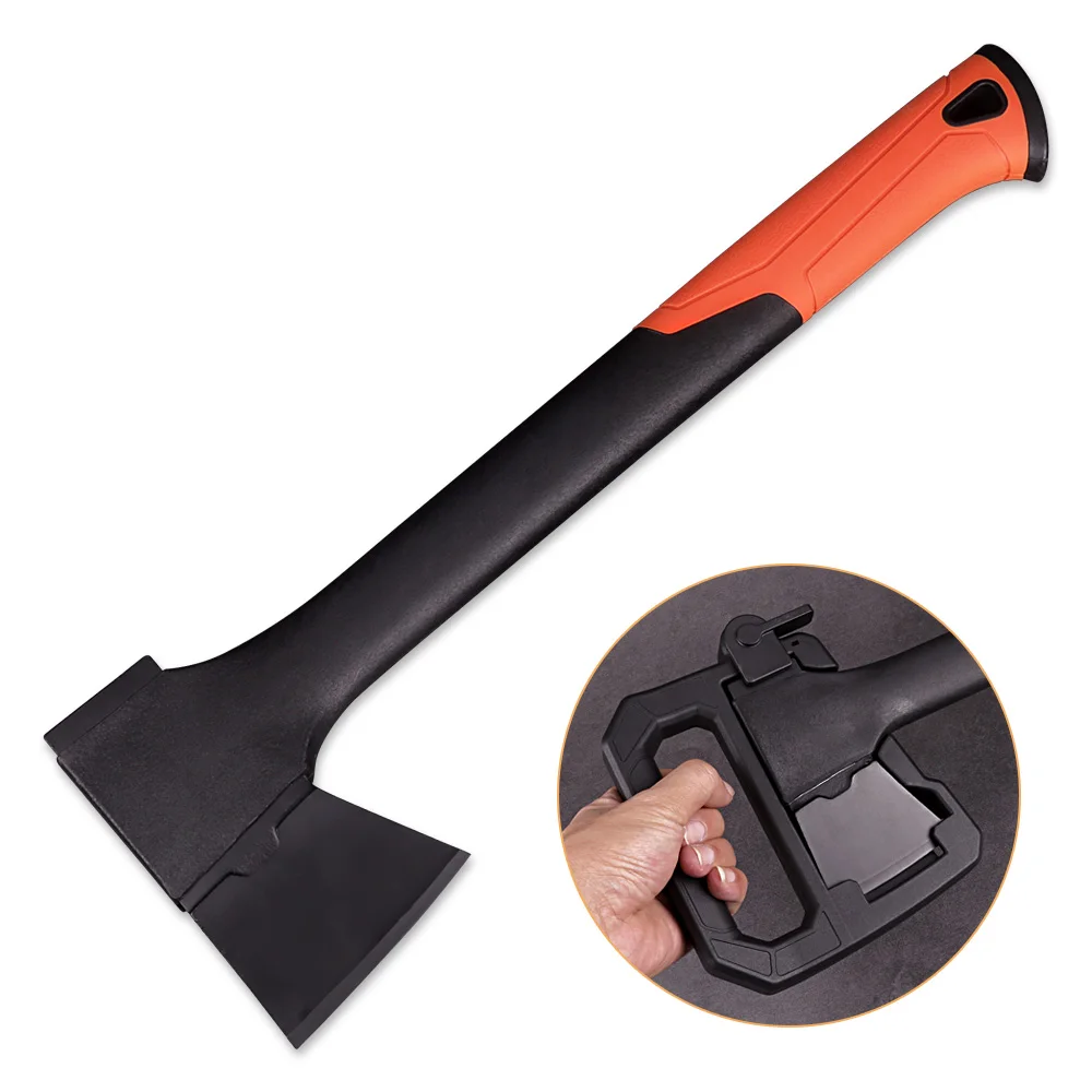 Portable Outdoor Camping Survival Axe Garden Chopping Wood Splitting Kindling Hatchet with Non-slip High Strength Plastic Handle