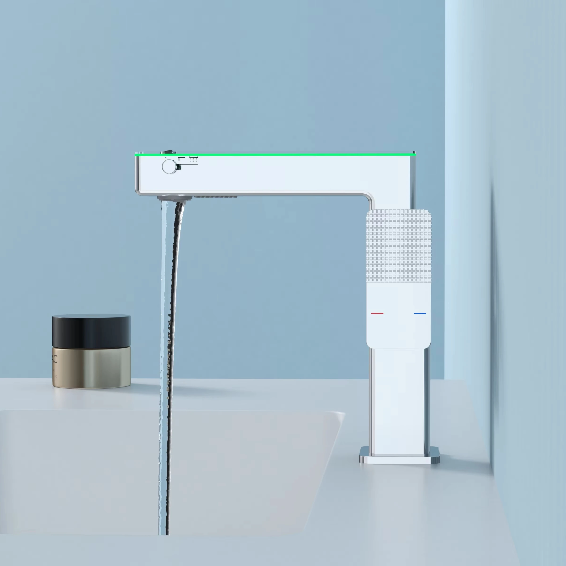 LED Intelligent Digital Temperature Display Hydroelectric Power Smart Surround Atmosphere Brass Chrome Bathroom Basin Faucet