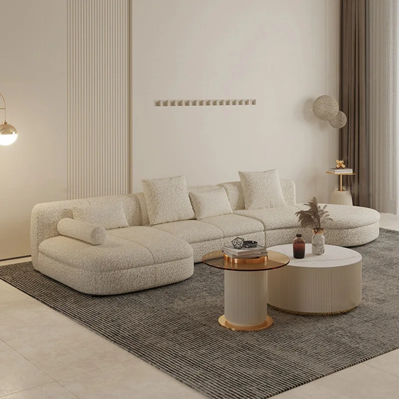 Nordic vintage fabric lamb wool creative design of living room sofa furniture set