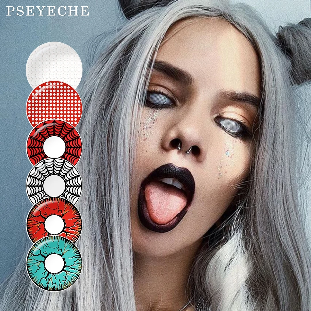 Free Hot Pseyeche black contact lenses Halloween Contacts red vampire cosply yellow Cat Eye lens sharingan contact lenses
