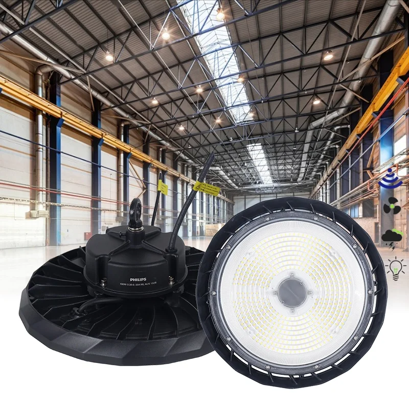 Aixuan Industrial Led Warehouse Light Dimmable Waterproof Ip65 100 150 200 Watt Ufo High Bay Light With Phillips Driver