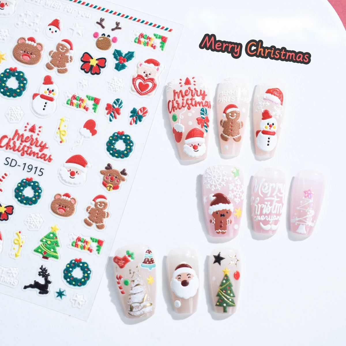 Nail Supplier Winter Self-Adhesive Decals Snowflake Elk Blue Leaves Christmas Tree Pattern Design Christmas Nail Art Stickers