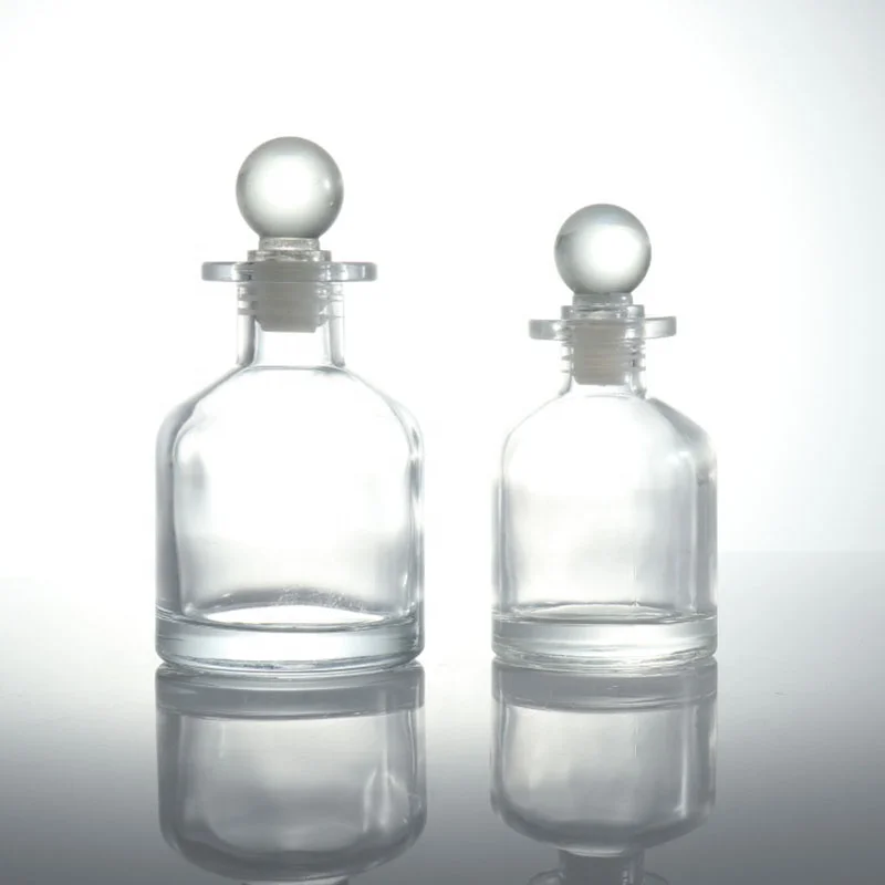 
Home fragrance 250ml Clear Aroma Reed Diffuser Round Glass Bottle 