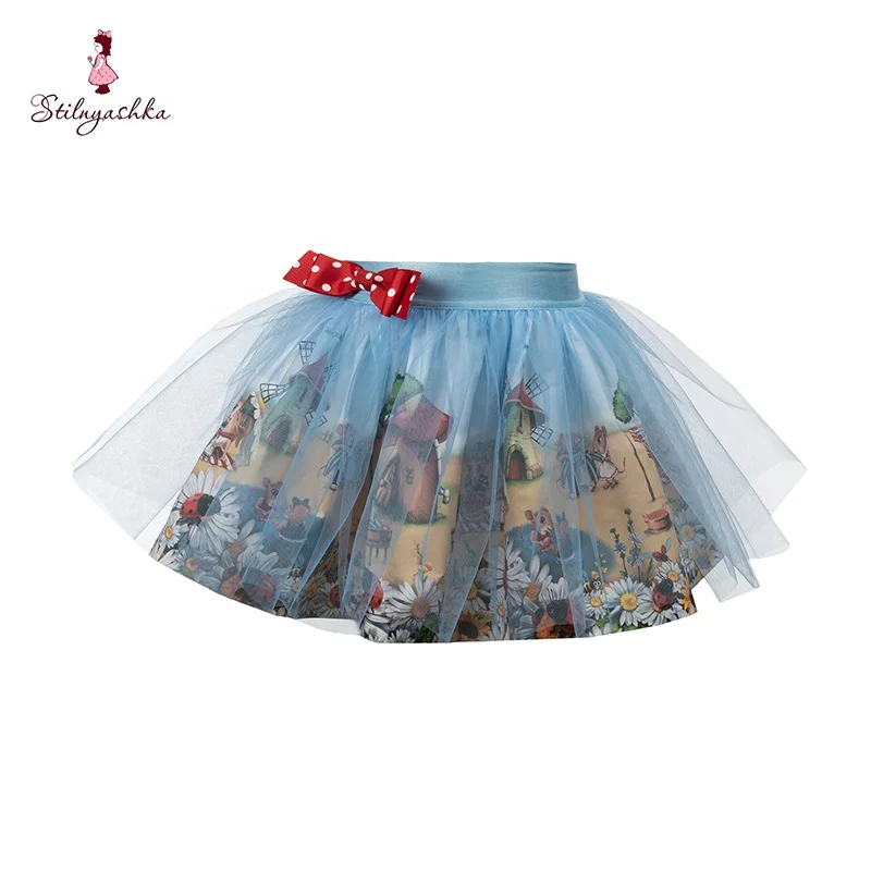 Stilnyashka 14113  Unique Design girls sexy mini skirt Summer Pink kids clothing wholesale Butterfly Print Lace Baby Girl skirts