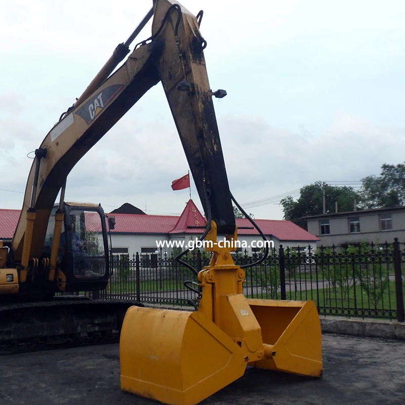 Excavator mounted hydraulic clamshell grab bucket for bulk cargo