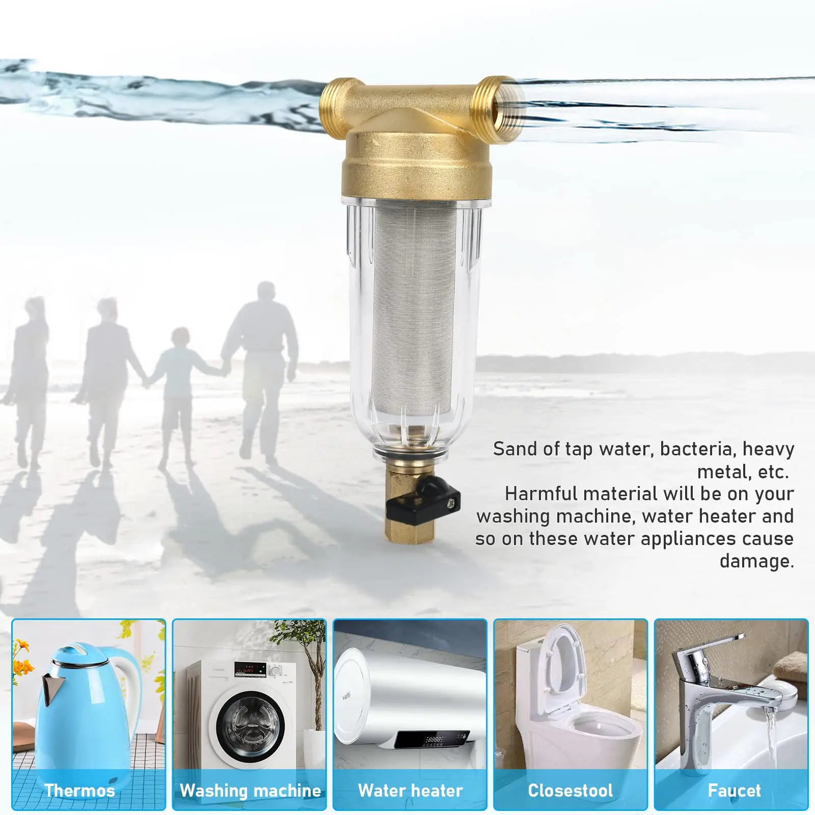 Home Water Main Line Pure Filter Ss Mesh Water Pre Filter 40 Micron Central Sediment Water Filter