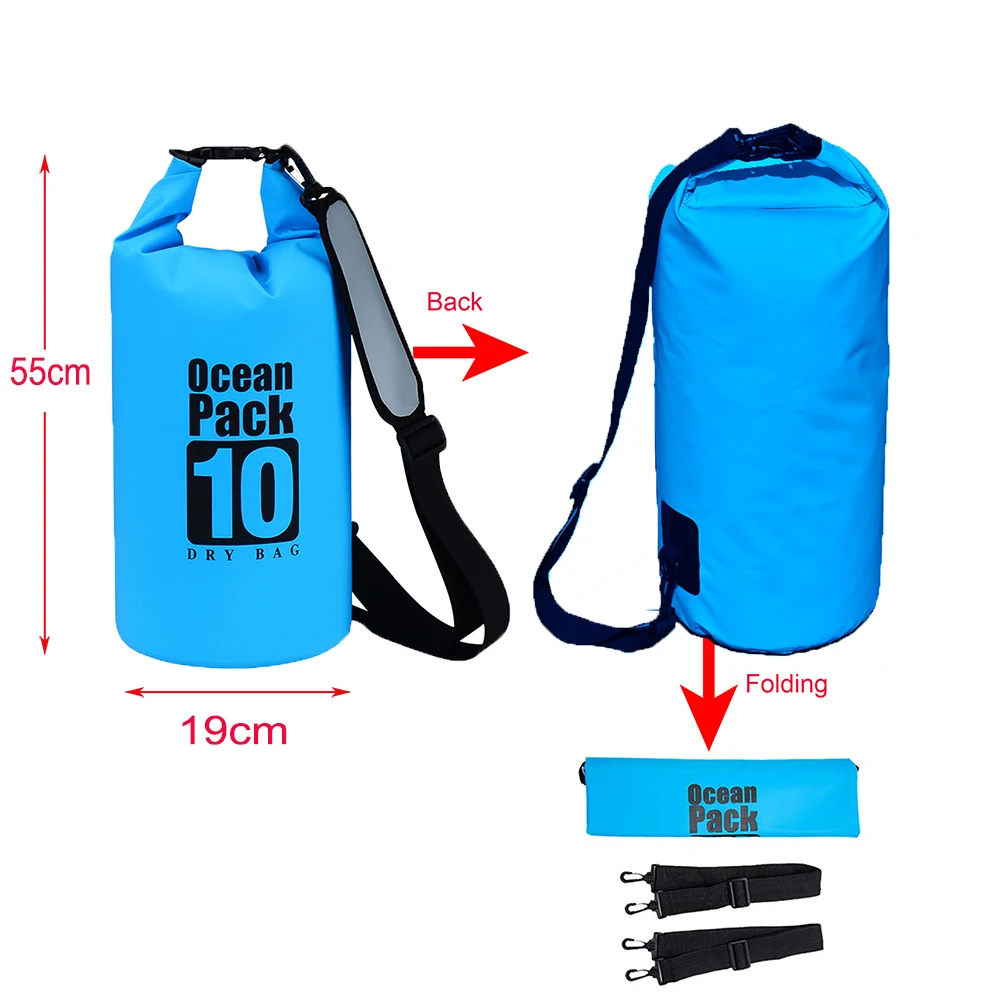 
2L 5L10L15L20L25L30L 40L 50L60L Boating Floating Hiking Kayak Wet 250D/500D tarpaulin Outdoor Ocean Pack waterproof dry bag 