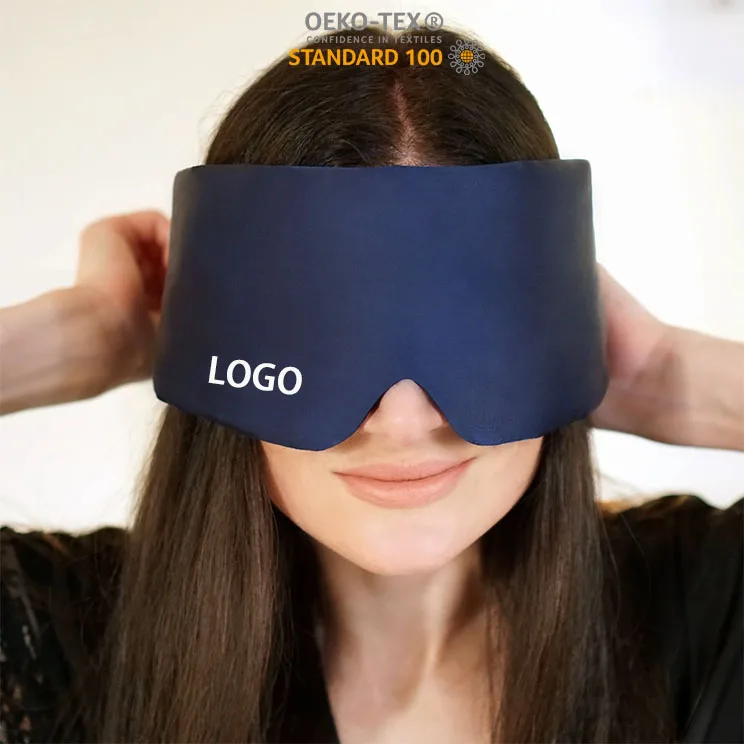 100% Pure Silk Blackout Blindfold Soft Breathable Over Sized Thick Padding Wide band Silk Eye Mask for sleeping