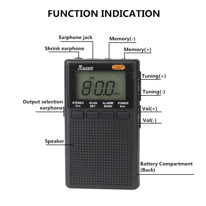 Hot Sale R209L DC 3V (UM-4)*2 Battery Am Fm Mini Radio With Earphone Jack