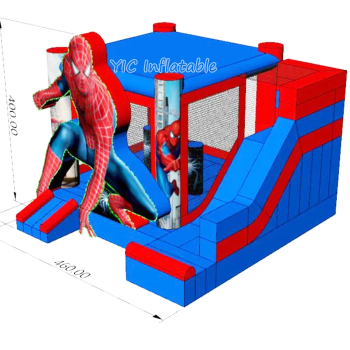 Commercial Moonwalk Playground Spiderman Bouncy Castle Bounce House Fun Jumping Castle Inflatable Slide With Pool For Kids