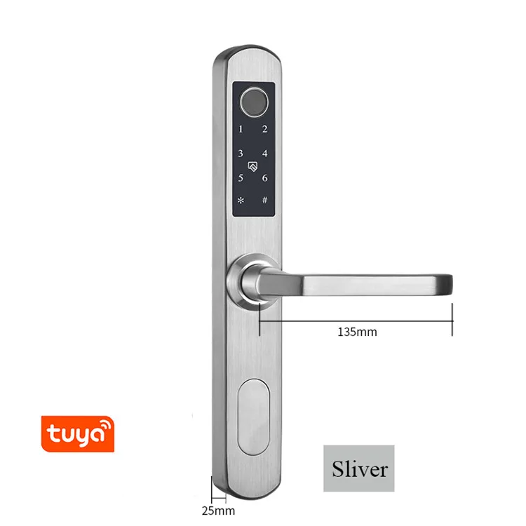 Waterproof outdoor gate Tuya WiFi App Smart lock fingerprint handle Locker door Locks with USB Charging Black for home electric