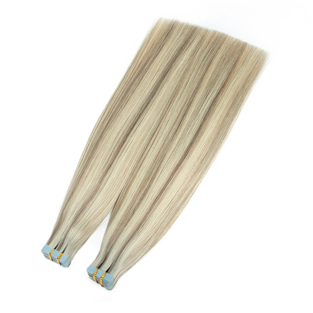 Popular Russian tape hair extensions Double Drawn Real Human Hair Virgin Tape Hair