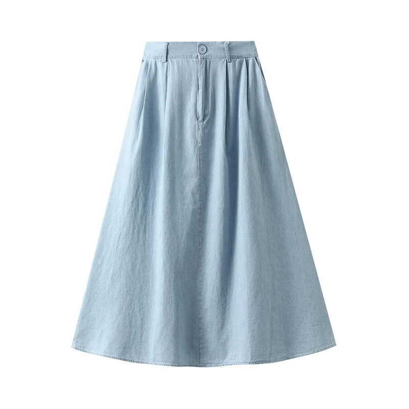 Long Denim Skirt Women Vintage High Waist Patchwork Pencil Long Jean Skirt Side Split Denim Skirt
