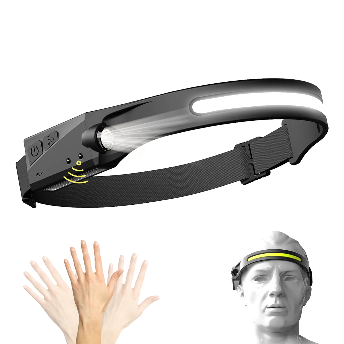 Rechargeable Motorcycle Induction Intelligent Sensor Motion Bicycle Headlamp USB Head Torch Flashlight