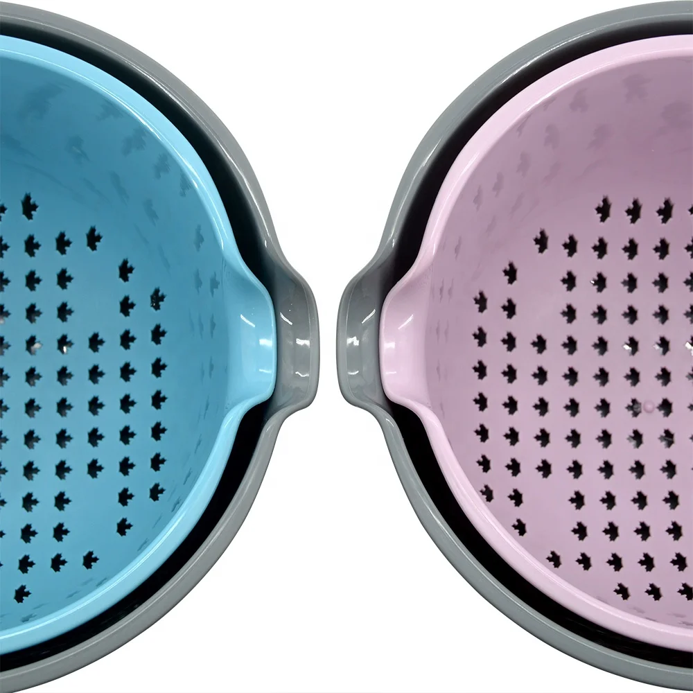 Collapsible basket plastic fruit vegetable plastic washing drain basket Colanders Strainers Set for kitchen tools