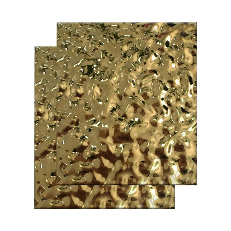 wholesale good price  Golden Water Ripple Stainless Steel Decorate metal Sheet inox ss 321 410S 304 316 corrugated Color plate