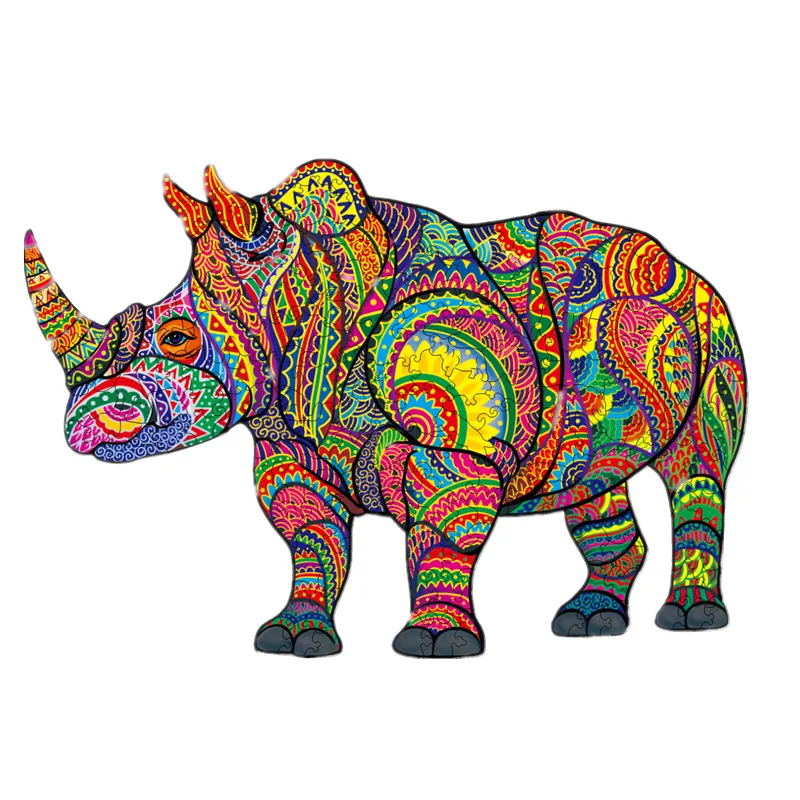 2024 Colorful Animal Wooden  3D Puzzle Toy Educational DIY Cartoon Kids Game with Plastic Logo for Boys and Girls