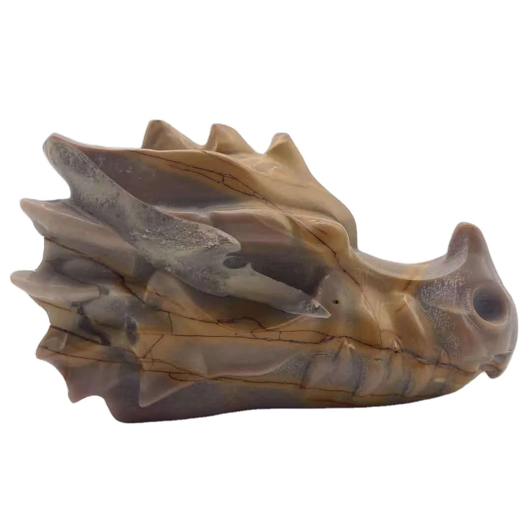 Hot Sale Natural Citrine Quartz Crystal Dragon Skull Head For Temple Souvenir