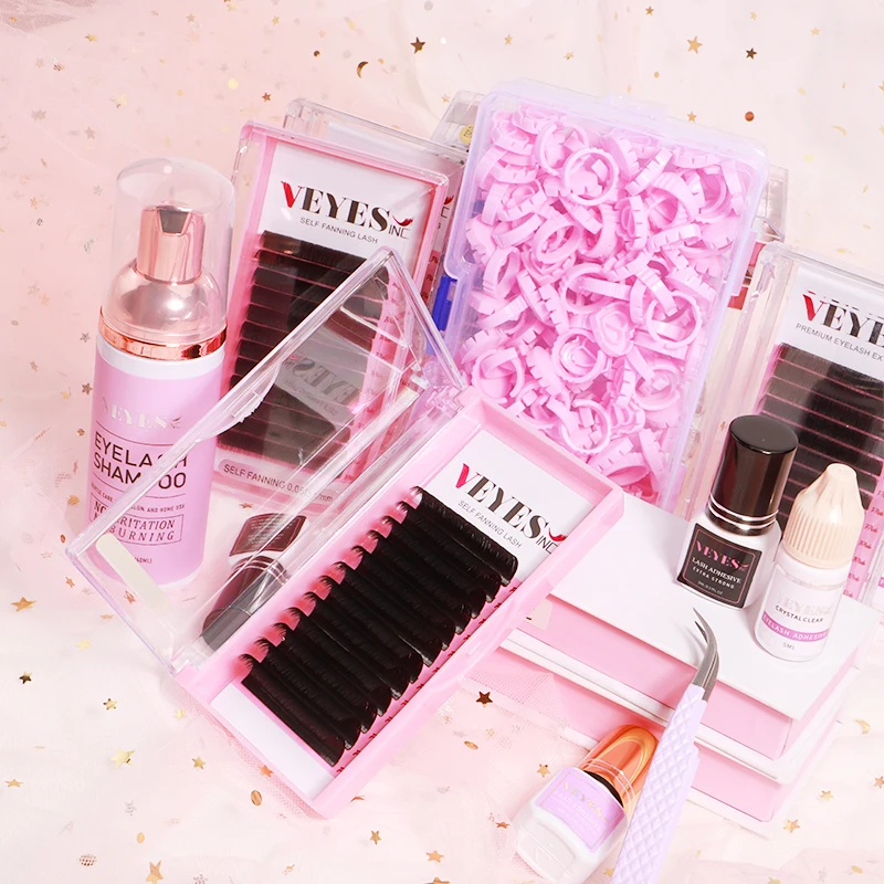 VEYES Private Label Eyelash Manufacturer Wholesale Faux Mink Korean Silk Eyelash Extension Supply Individual Volume Eyelash Mink