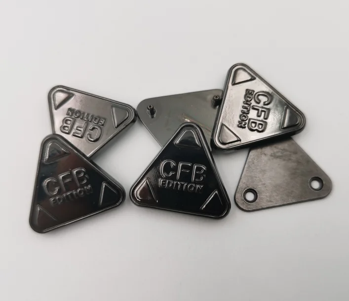 brand triangle logo patch metal leather shoes Hat Badge popular decoration accessories jeans accessories