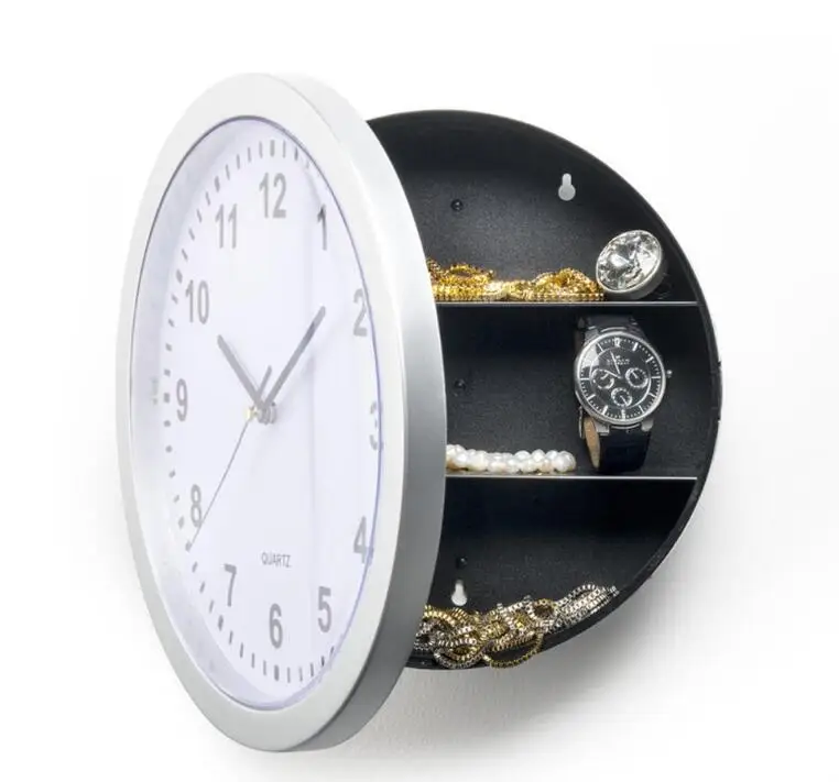 Clock Safe  10 Inch Battery Operated Analog Clock with Hidden Wall Safe for Jewelry, Cash, Valuables