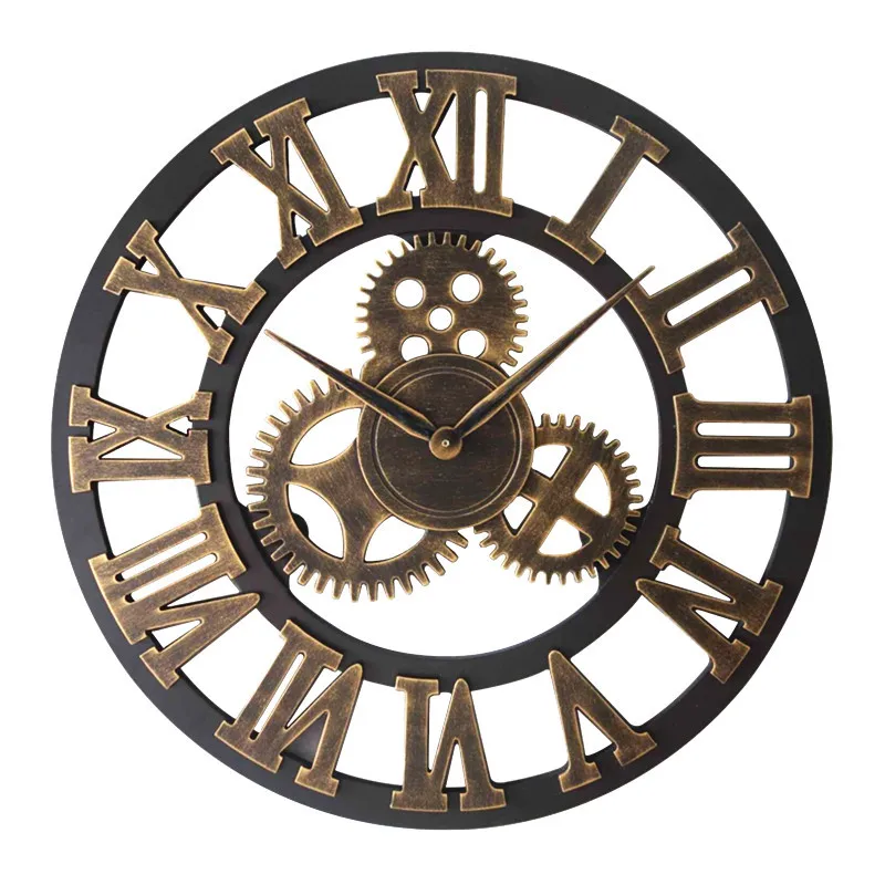 40/45/50cm 3D Wall Clock Large/Wooden/Vintage Wall Clocks Silent/Antique Big Wall Watches Home Decor For Living Room