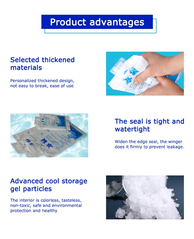 Custom logo printing cooling Food Grade insulated ice cooler bag Cold Water Injected Ice Pack Freezing Cooler Bag