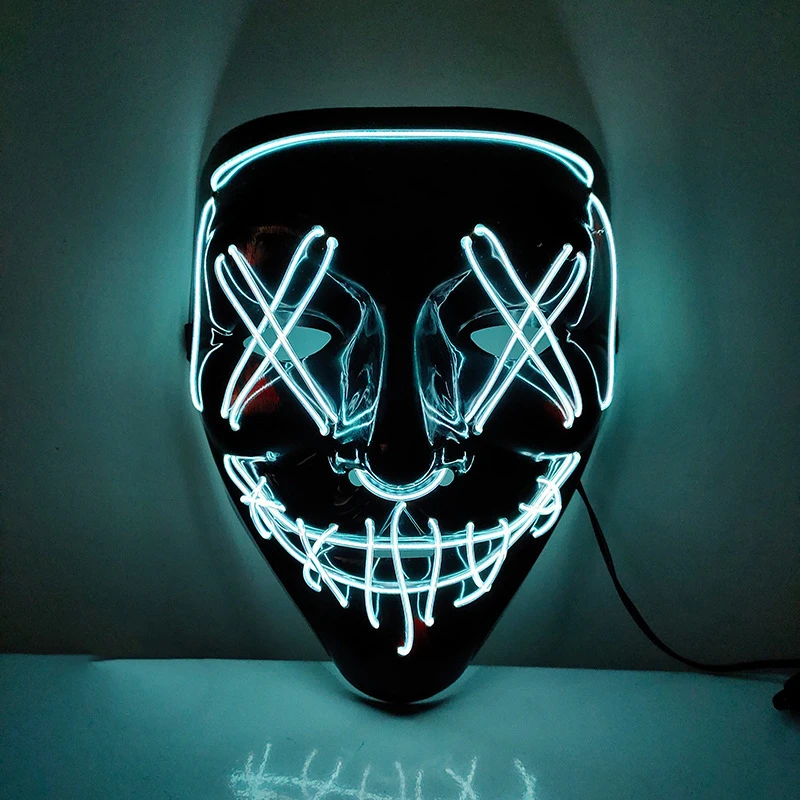 Cool Cold blue light LED Halloween Scary Mask Cosplay Led Costume Mask  party masks for adults masquerade