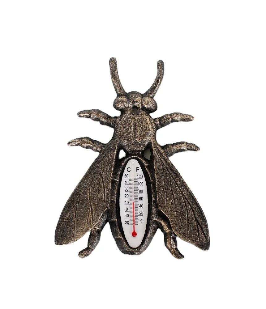 decorative insect shaped cast iron thermometer wall mounted