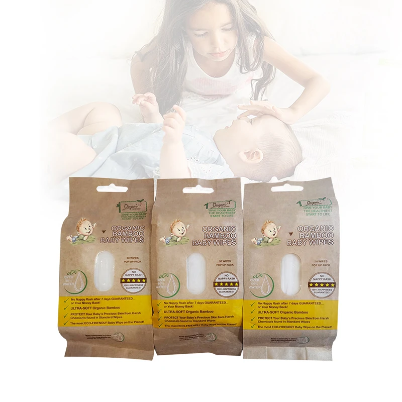 100% Bamboo Natural Fabric Biodegradable baby wet tissue  organic baby wet tissue  Single Packing Face Tissues