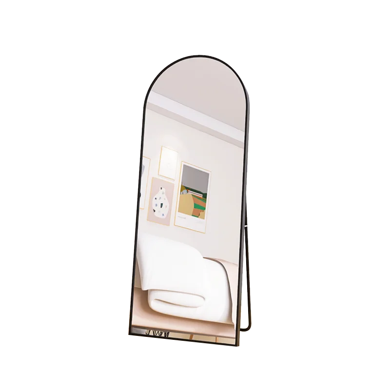 Wall Mirror Modern European Extra Large Arch Full Body Length Floor Mirror Black Frame Mirror With Stand