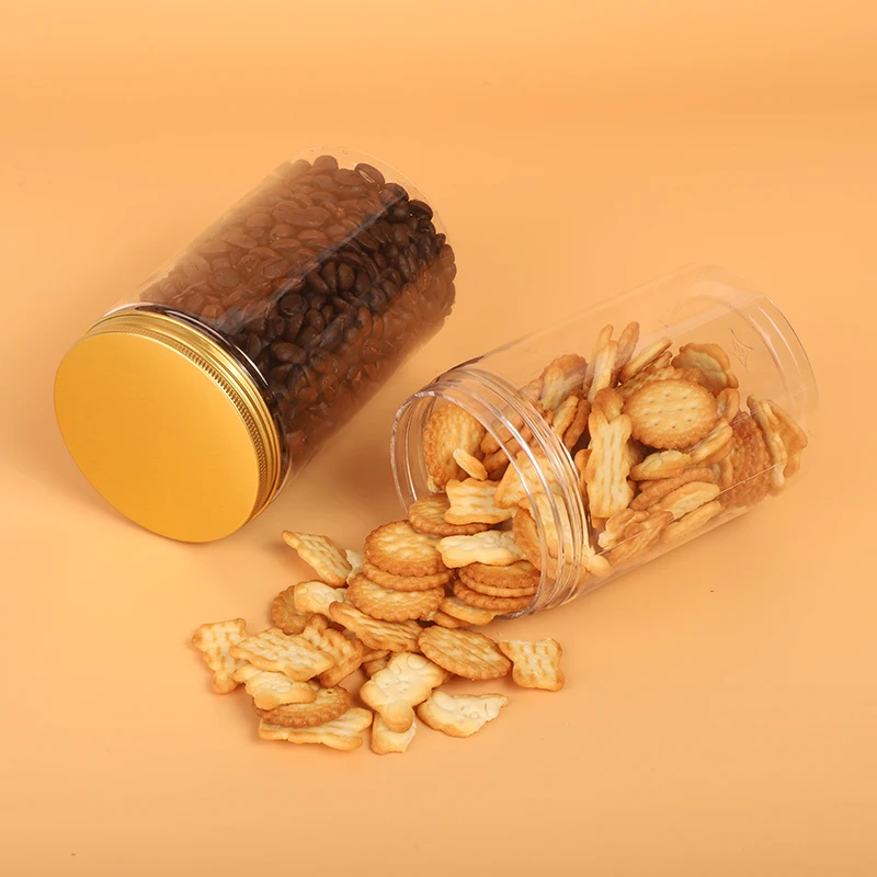 High quality 500ml 16 oz empty air tight Food Grade pet plastic Jam Ice Cream Salad Packaging Cookie Candy Jars With Lid for nut