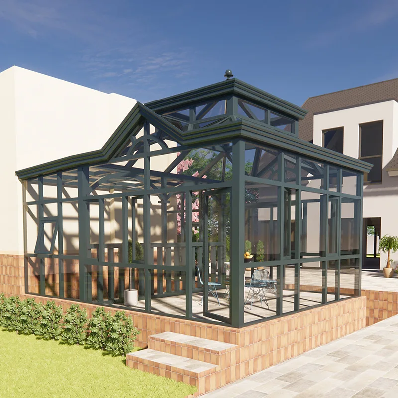 Extendable german style porch enclosure small soundproof sunrooms glass windows houses aluminium garden outdoor for deck