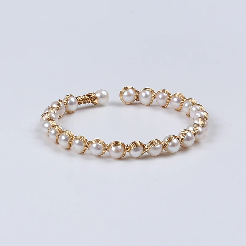 handmade freshwater pearl beads adjustable bracelet